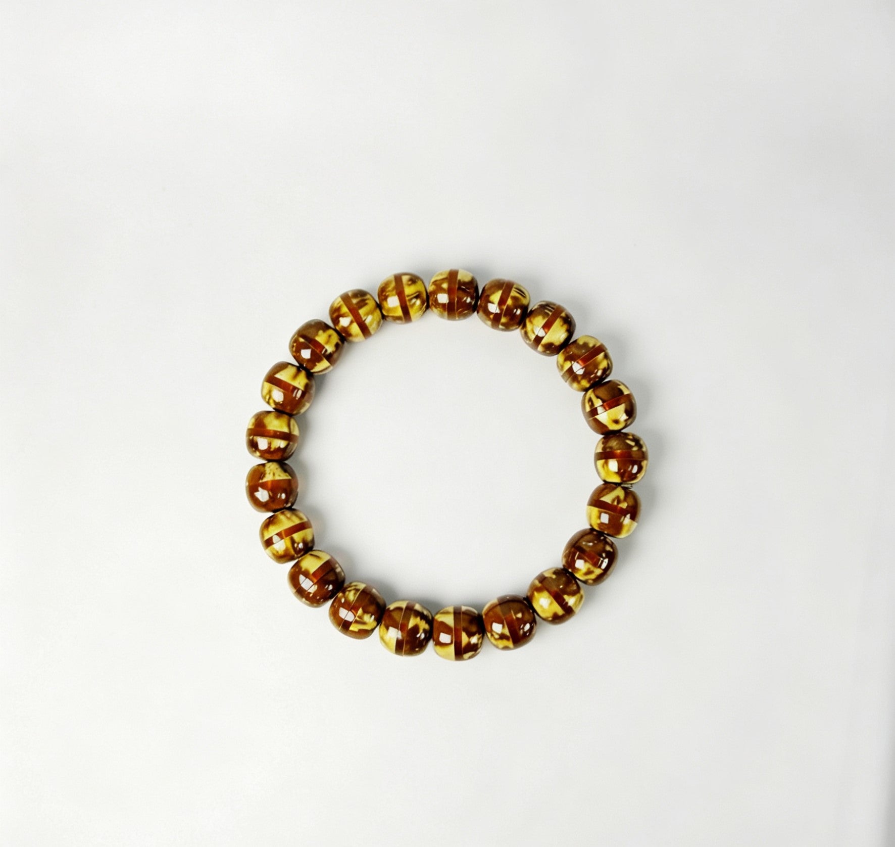 Lucky Chipmunk Flame of Fortune Bracelet – Barrel-Shaped Bodhi with Amber Spacers