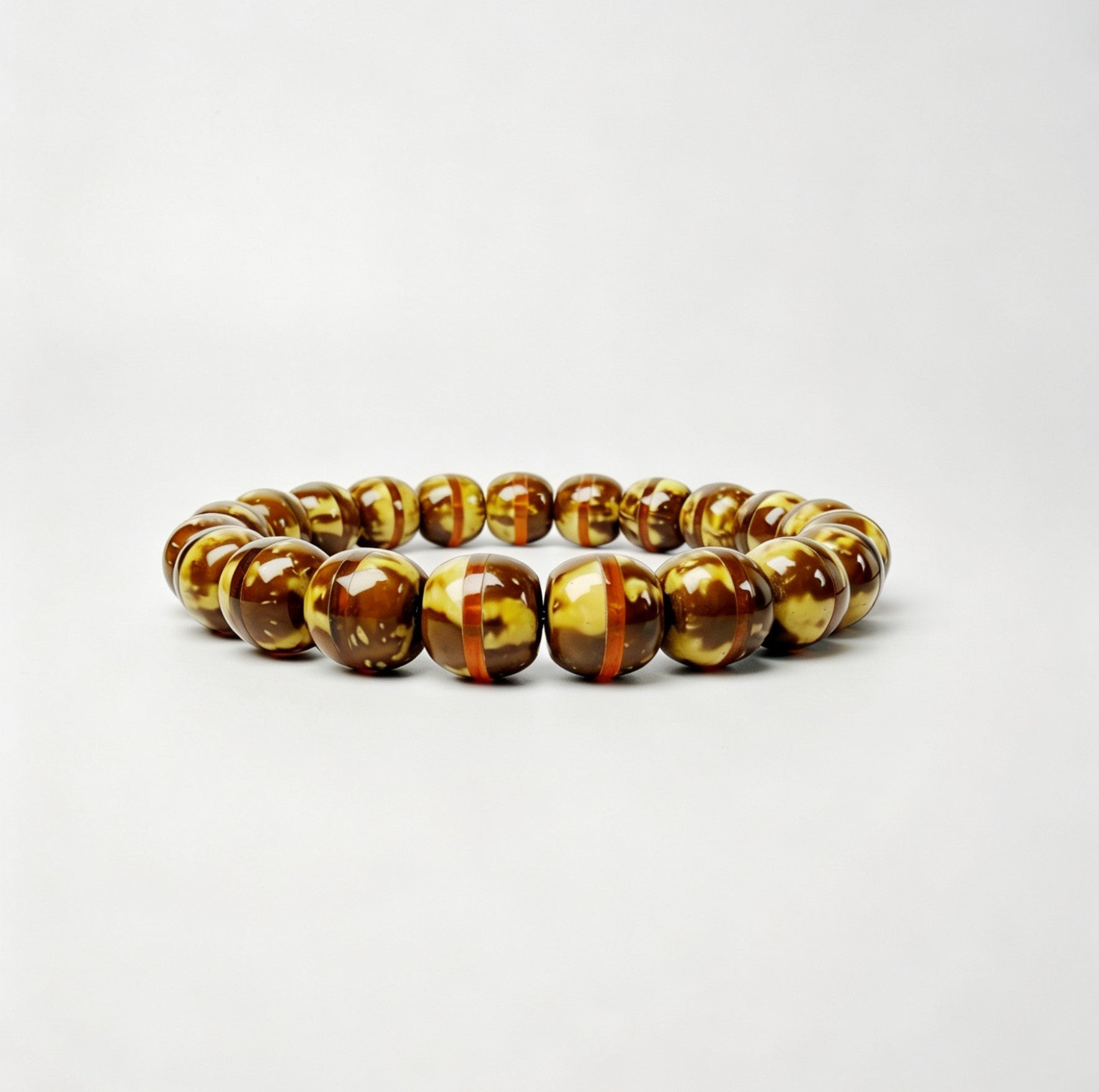 Lucky Chipmunk Flame of Fortune Bracelet – Barrel-Shaped Bodhi with Amber Spacers