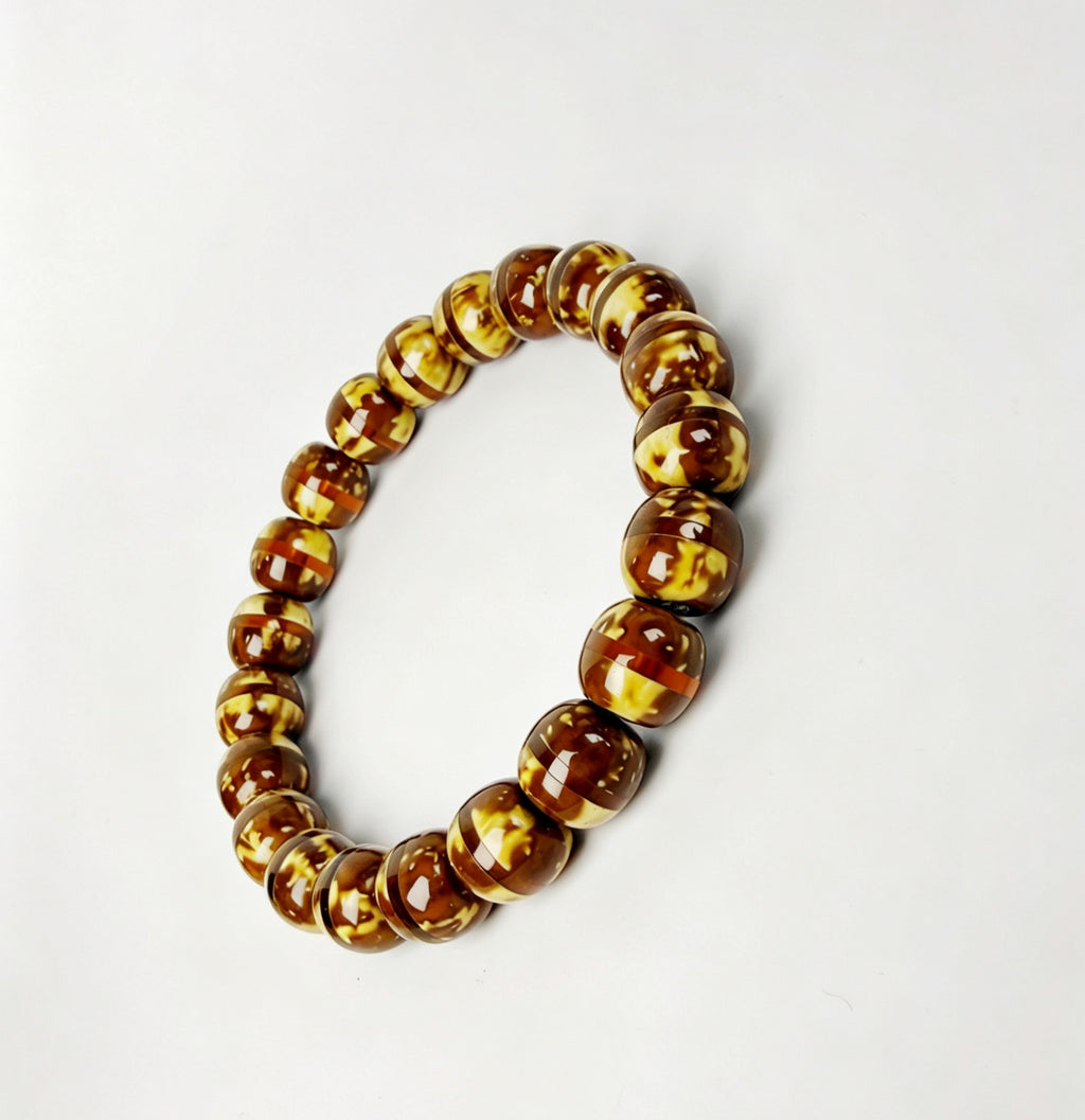 Lucky Chipmunk Flame of Fortune Bracelet – Barrel-Shaped Bodhi with Amber Spacers