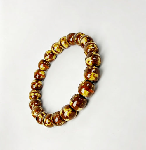 Lucky Chipmunk Flame of Fortune Bracelet – Barrel-Shaped Bodhi with Amber Spacers