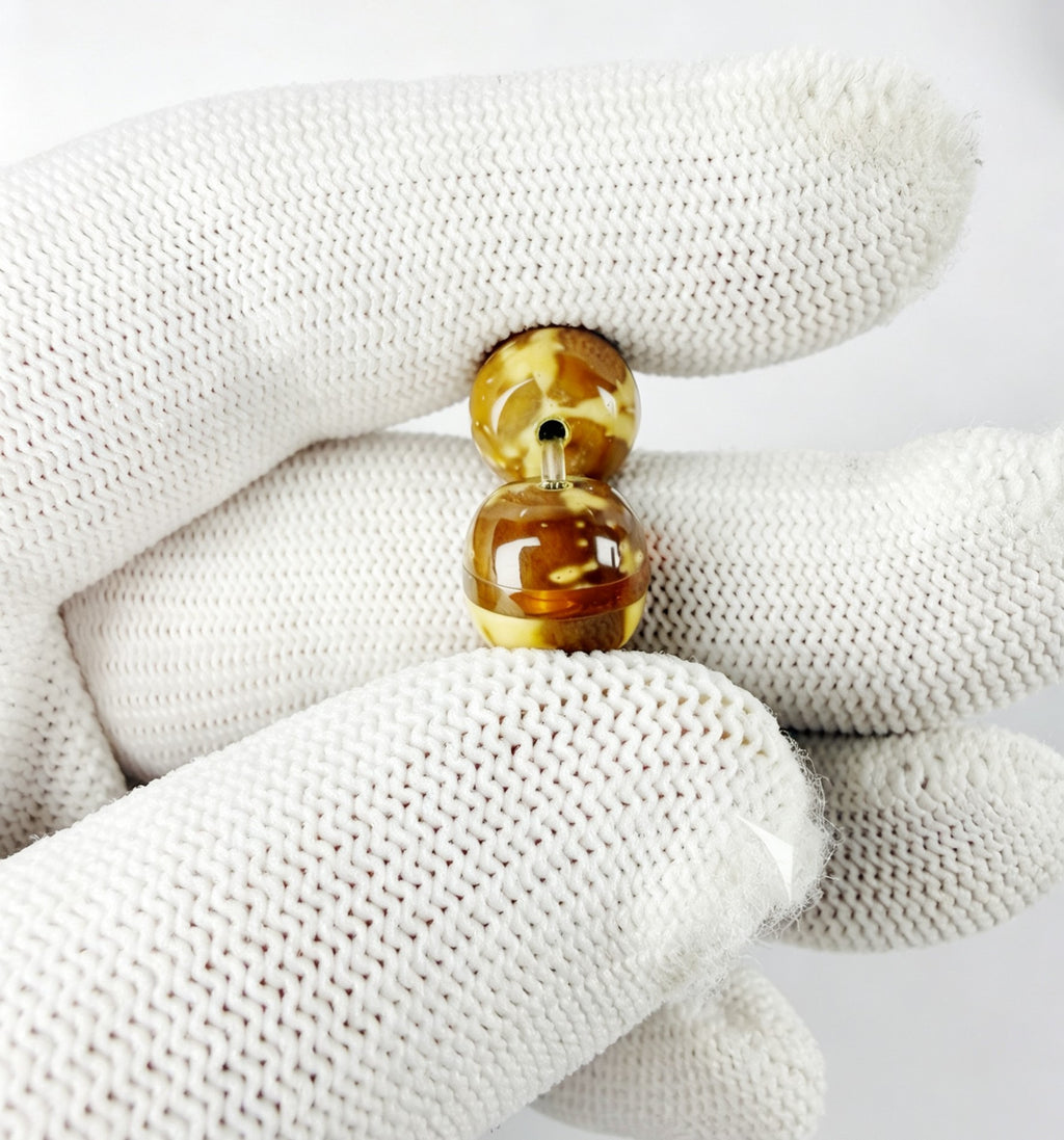 Lucky Chipmunk Flame of Fortune Bracelet – Barrel-Shaped Bodhi with Amber Spacers