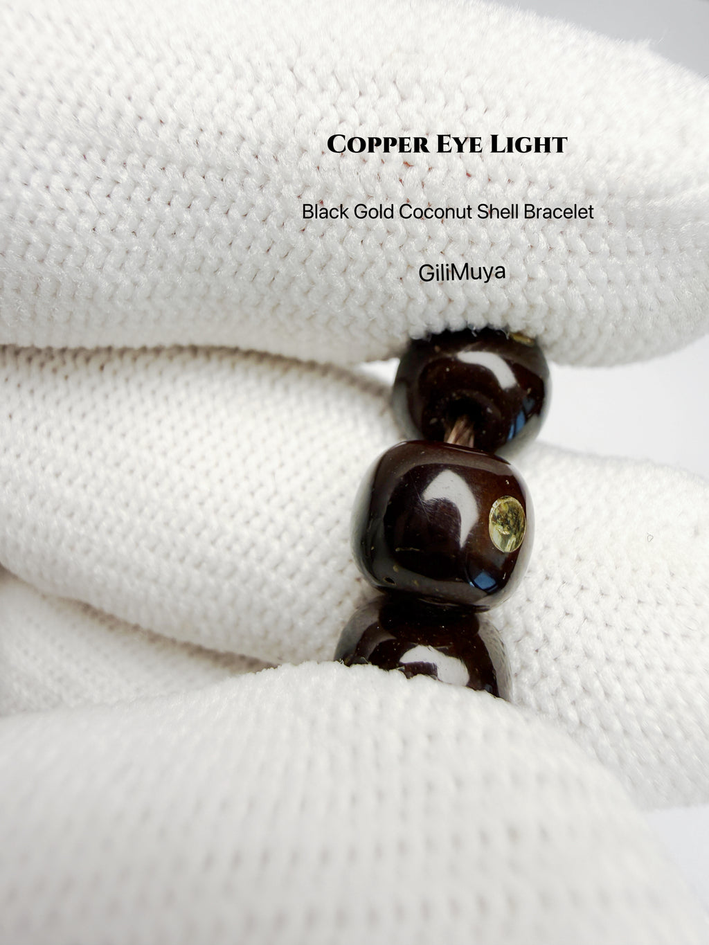 Copper Eye Light‑Black‑Gold Coconut Shell Bracelet