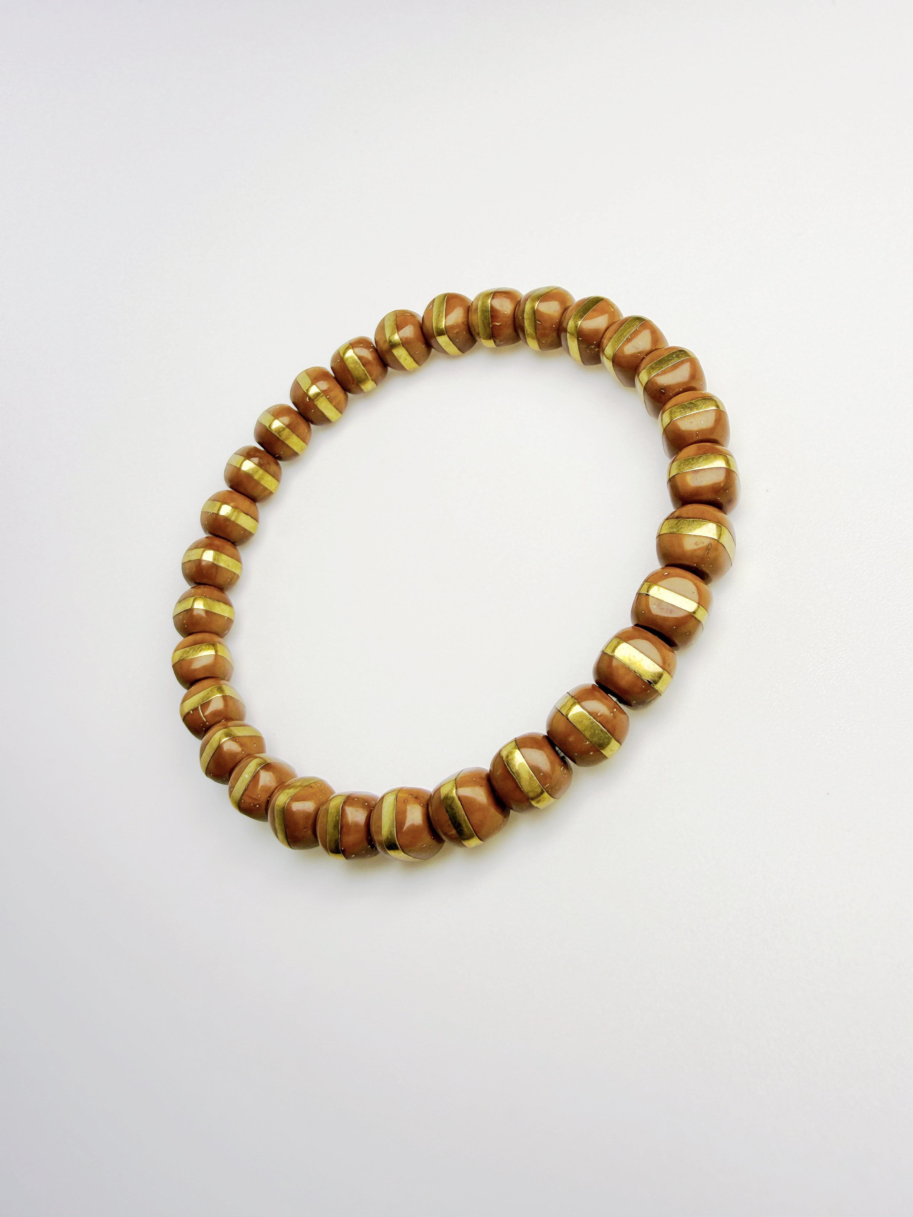 Wealth From The Six Directions – Hexagonal Lucky Chipmunk Bracelet with Golden Brass Inlay