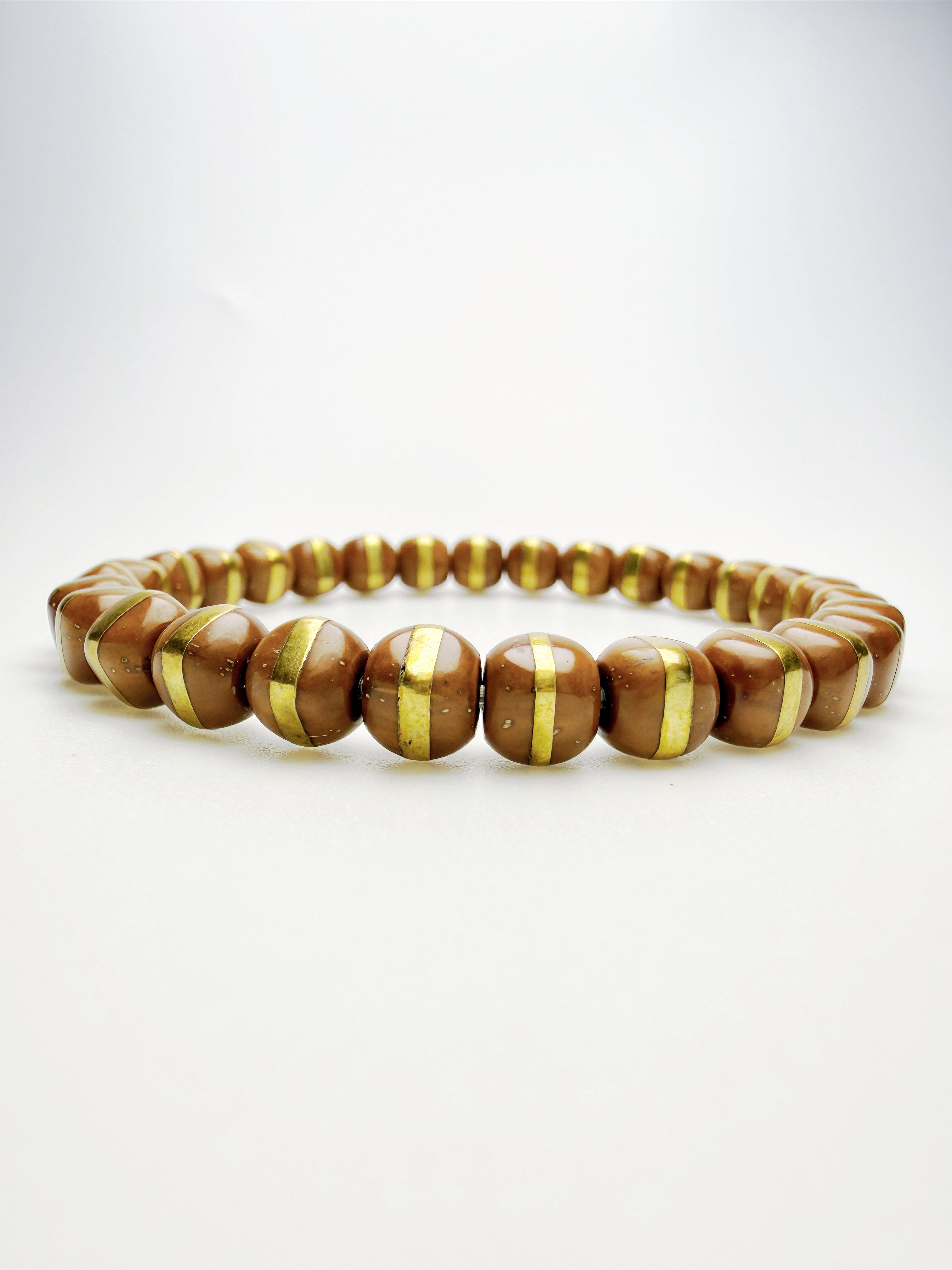 Wealth From The Six Directions – Hexagonal Lucky Chipmunk Bracelet with Golden Brass Inlay