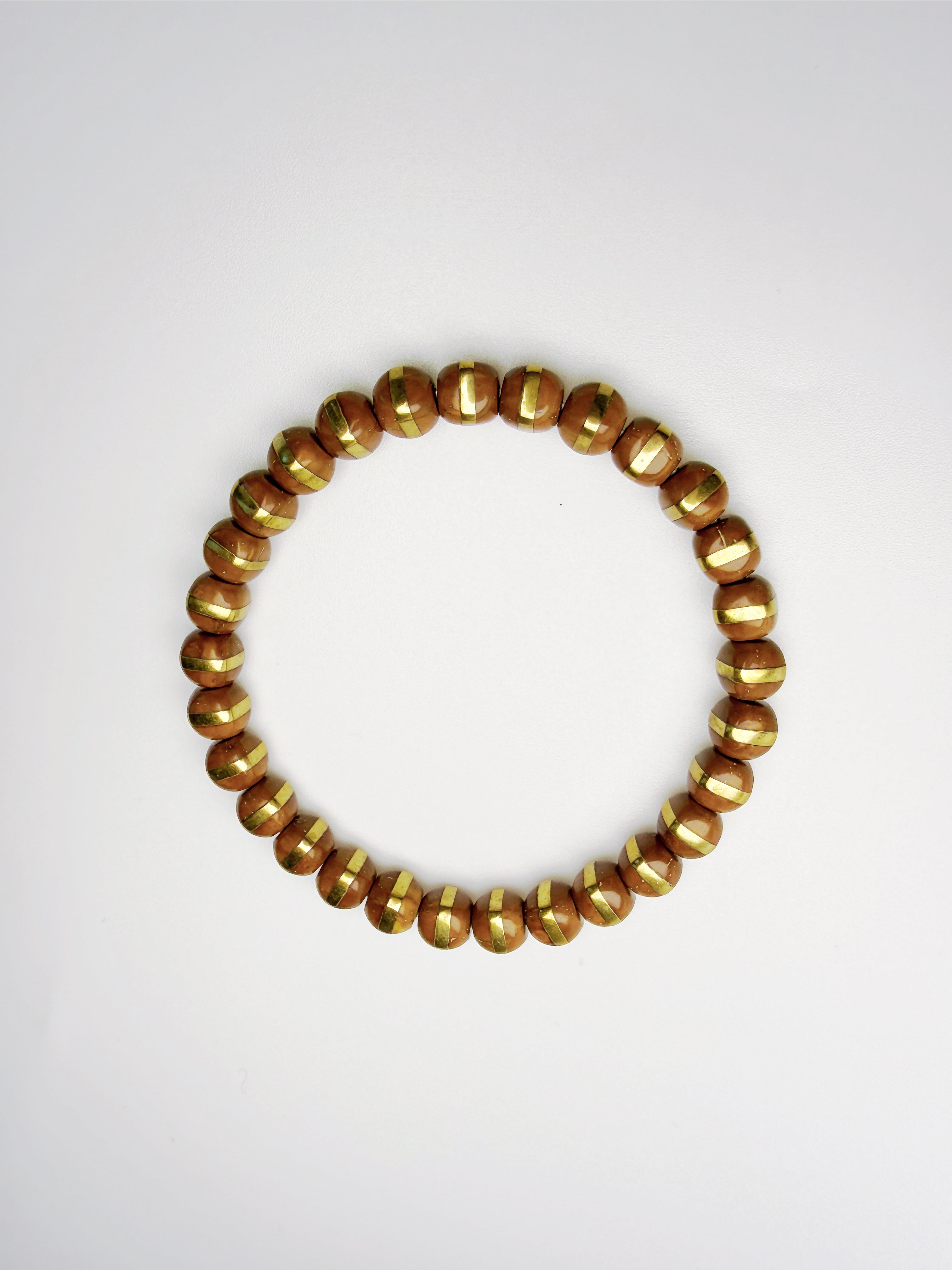 Wealth From The Six Directions – Hexagonal Lucky Chipmunk Bracelet with Golden Brass Inlay
