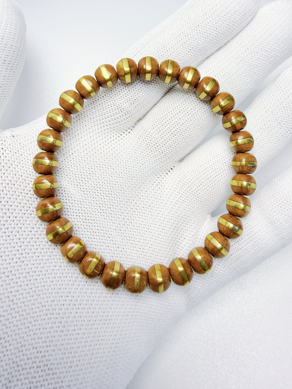 Wealth From The Six Directions – Hexagonal Lucky Chipmunk Bracelet with Golden Brass Inlay