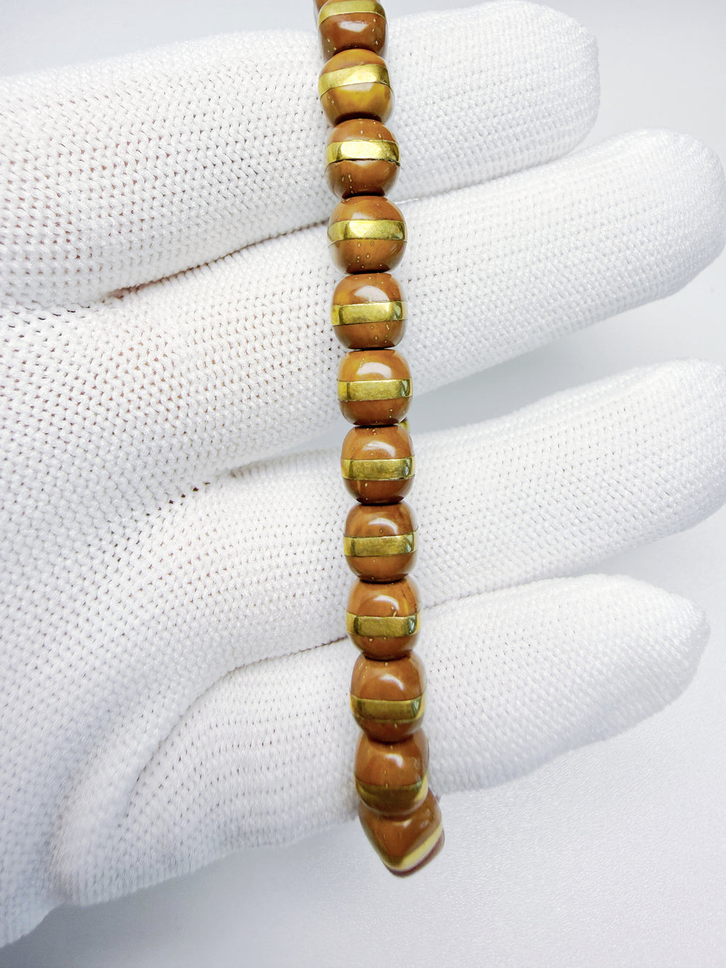 Wealth From The Six Directions – Hexagonal Lucky Chipmunk Bracelet with Golden Brass Inlay