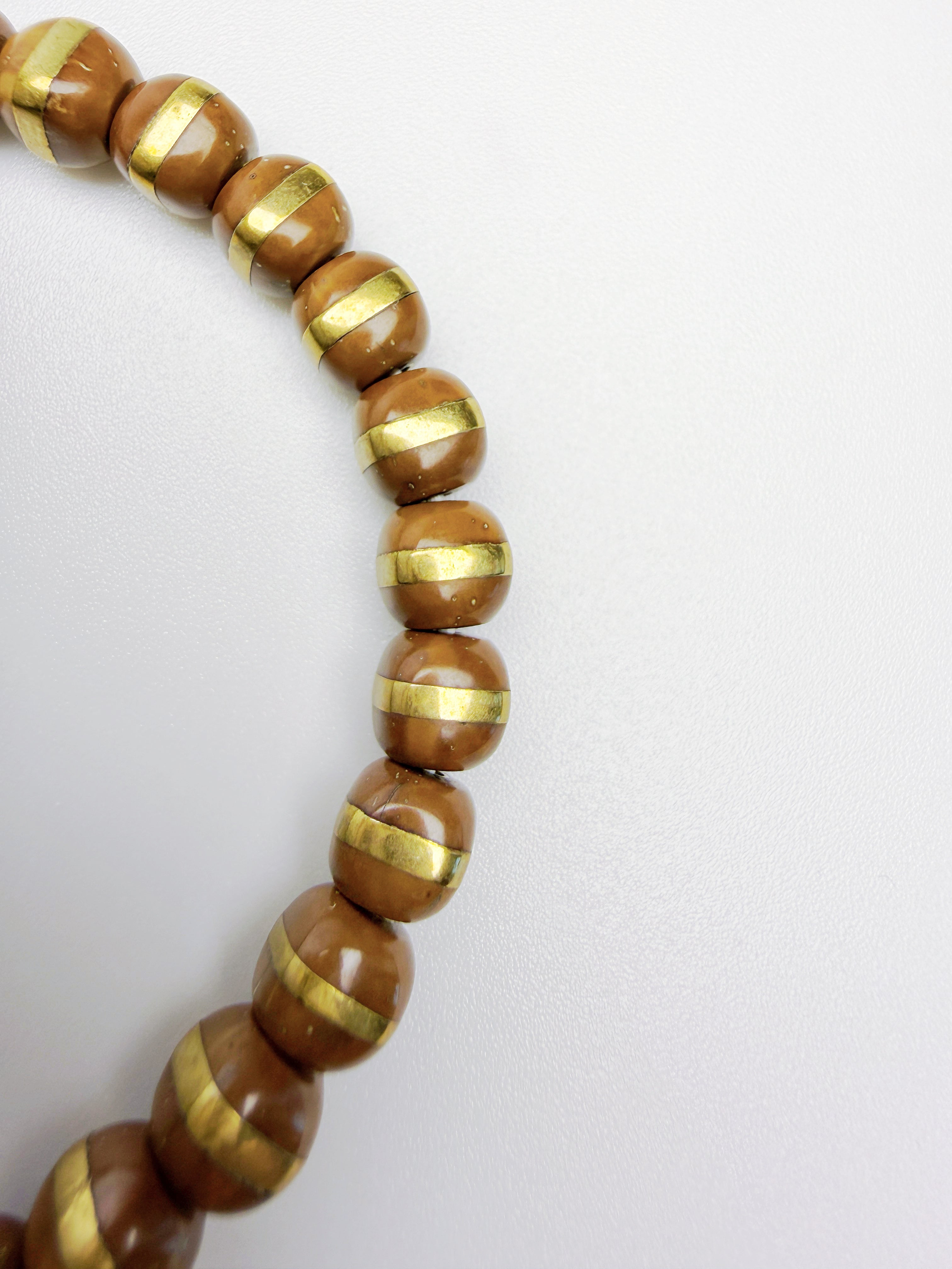 Wealth From The Six Directions – Hexagonal Lucky Chipmunk Bracelet with Golden Brass Inlay