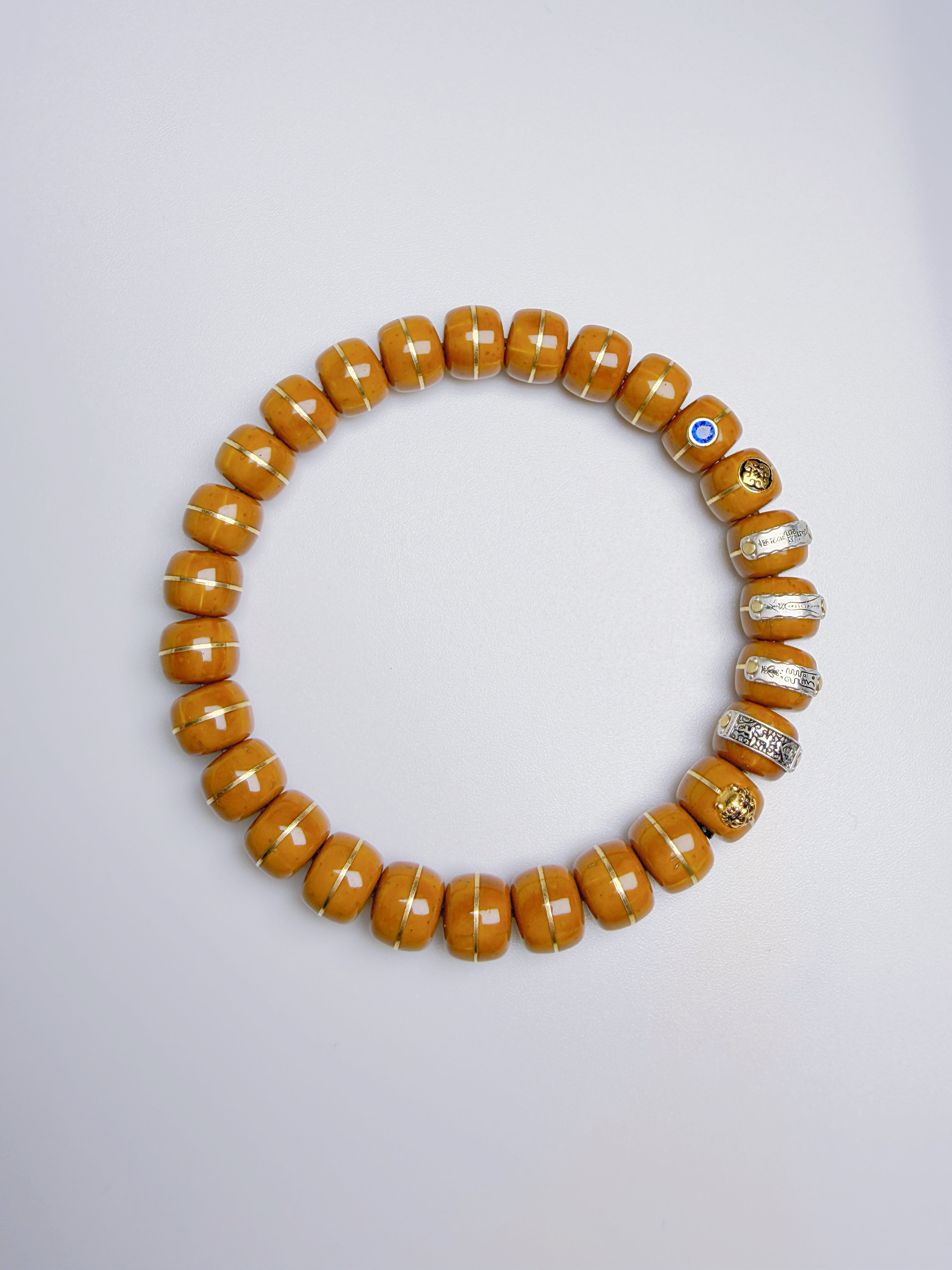 Purple-Gold Lucky Chipmunk Bodhi Bracelet – Double Blessings of Buddha & Tao, Solid Beads