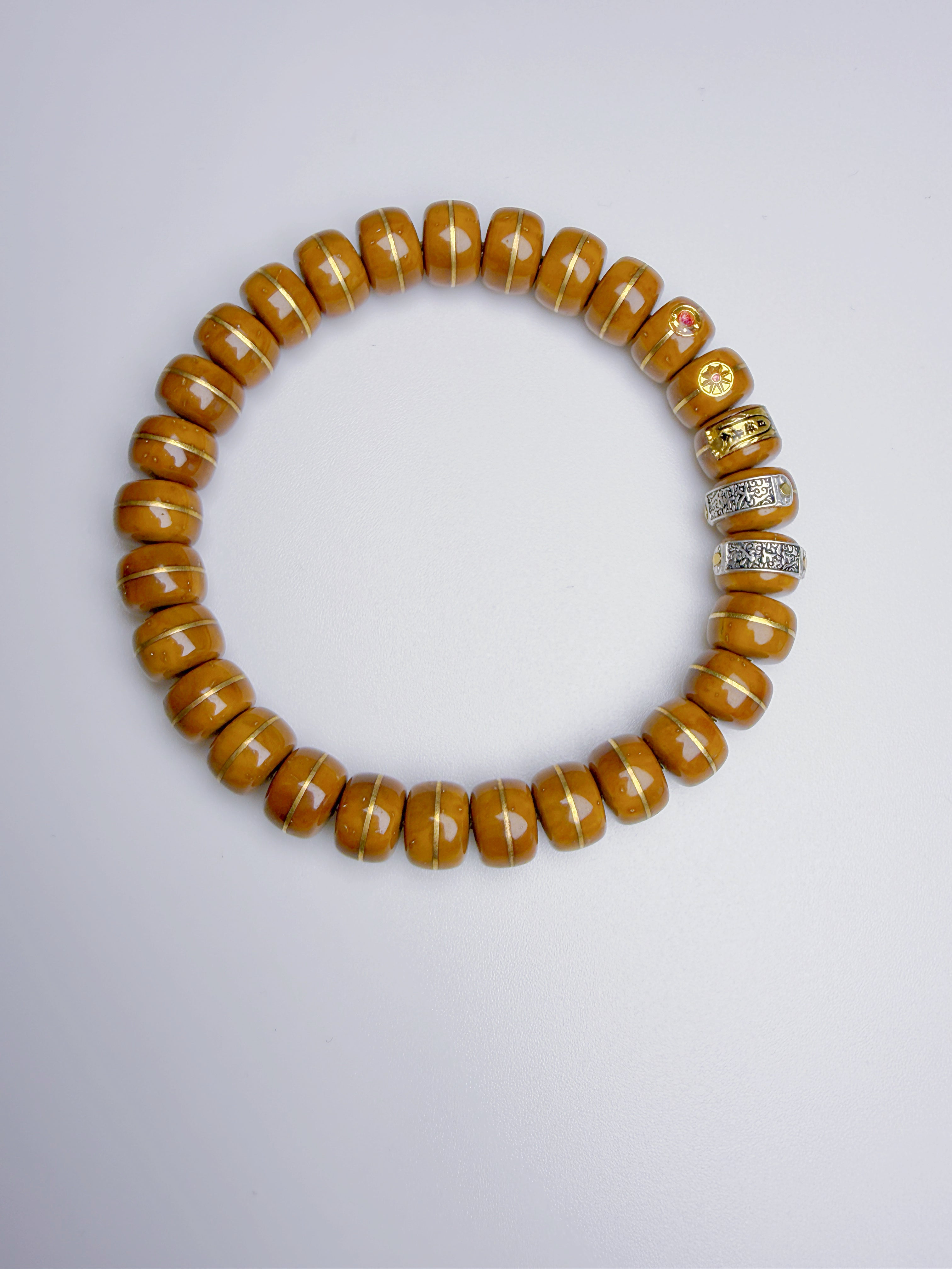 Purple-Gold Lucky Chipmunk Bodhi Bracelet – Engraved Silver & Gold Tablets of Daily Fortune