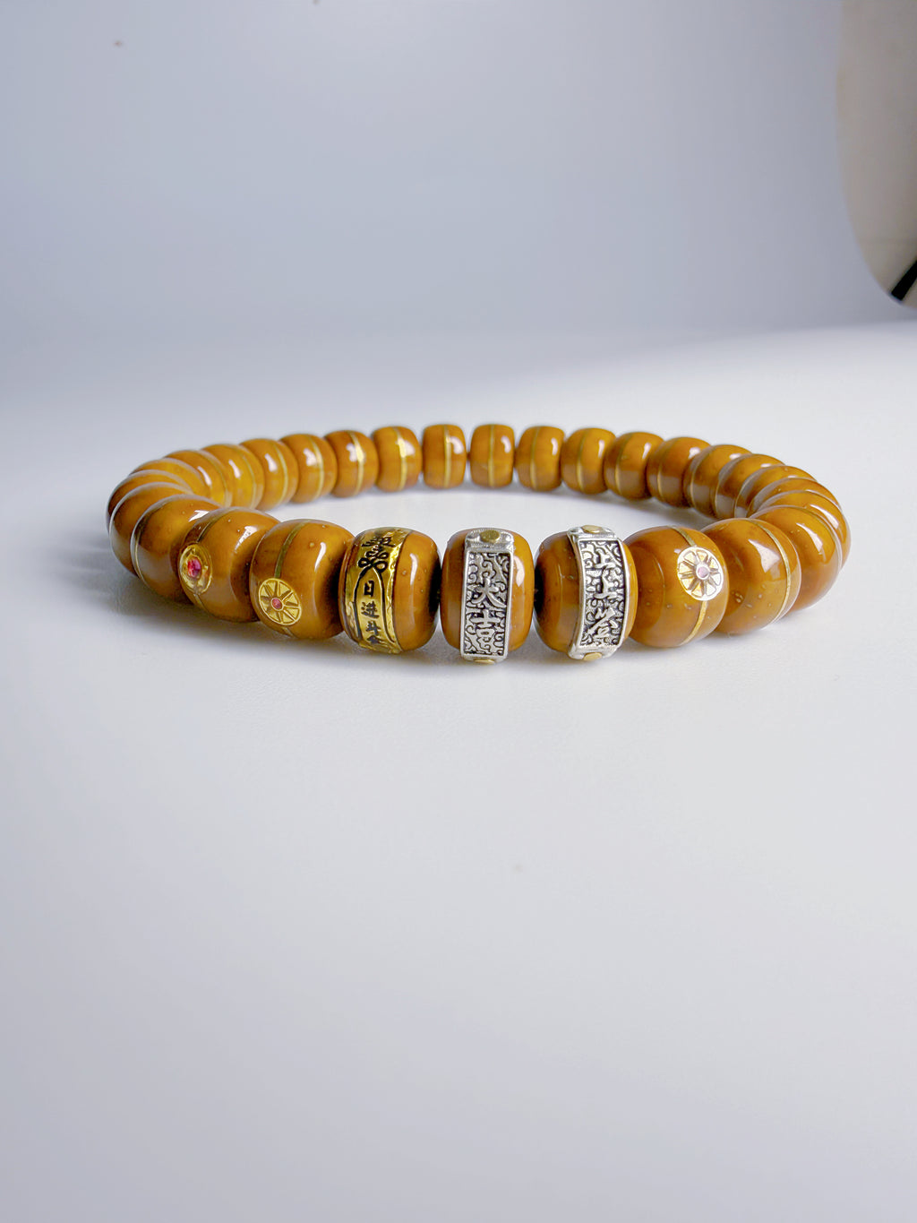 Purple-Gold Lucky Chipmunk Bodhi Bracelet – Engraved Silver & Gold Tablets of Daily Fortune