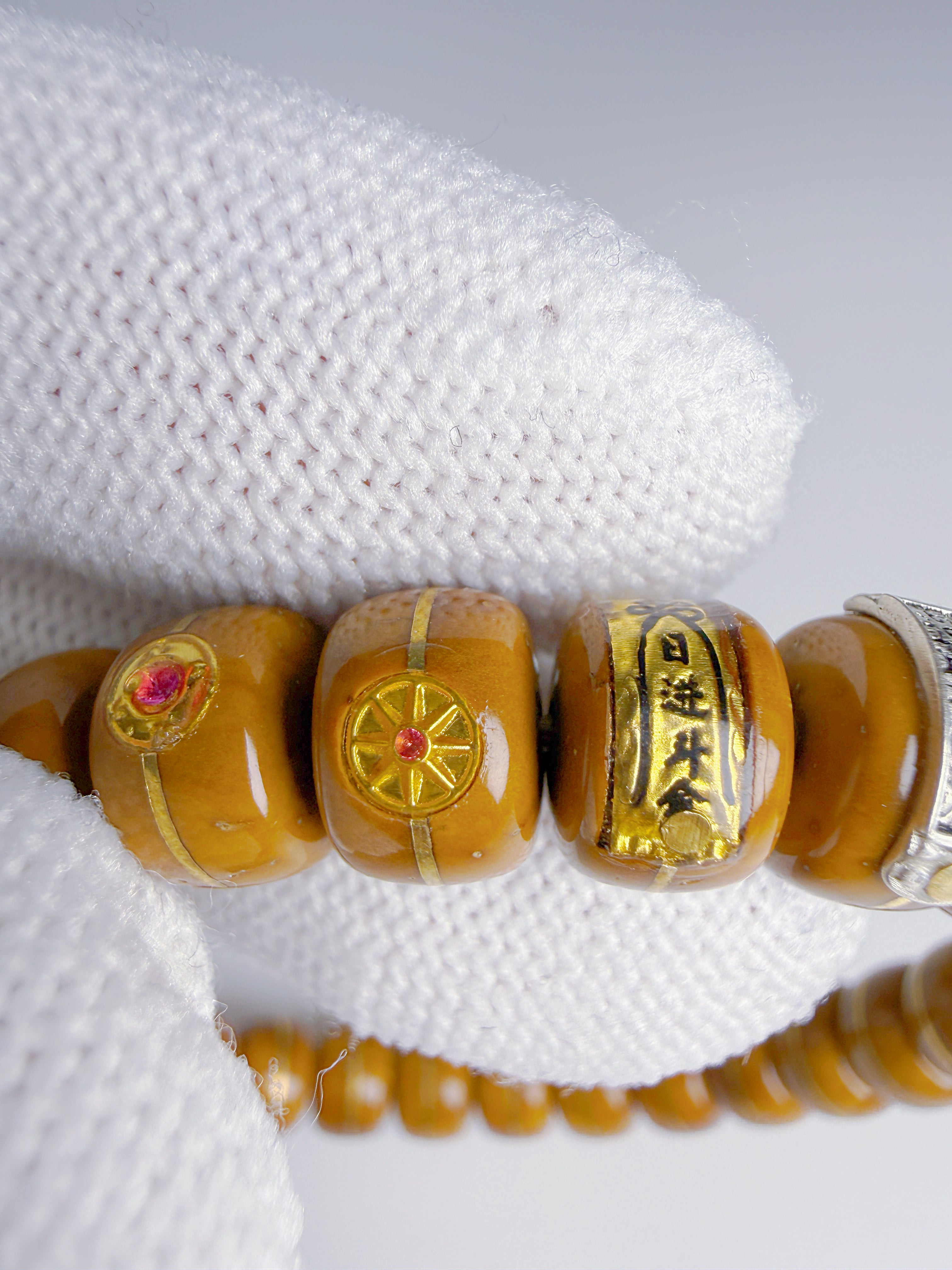 Purple-Gold Lucky Chipmunk Bodhi Bracelet – Engraved Silver & Gold Tablets of Daily Fortune