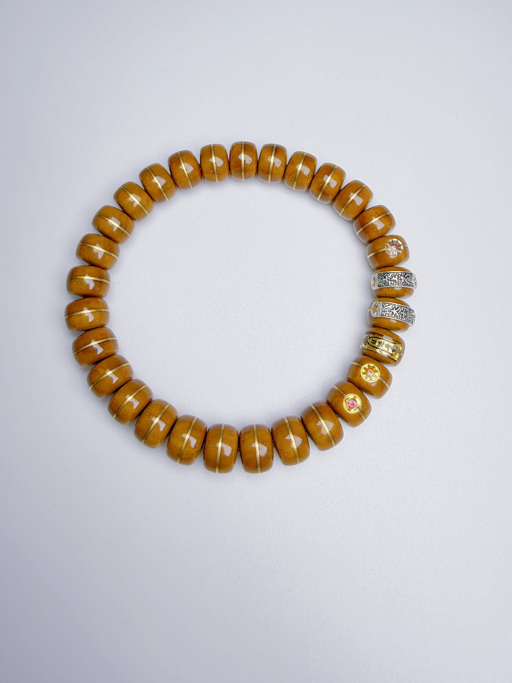 Purple-Gold Lucky Chipmunk Bodhi Bracelet – Engraved Silver & Gold Tablets of Daily Fortune