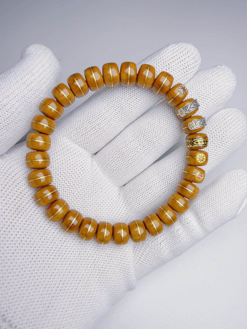 Purple-Gold Lucky Chipmunk Bodhi Bracelet – Engraved Silver & Gold Tablets of Daily Fortune